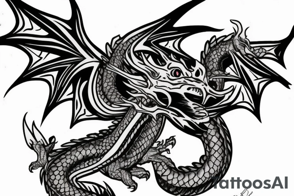 A dragon that starts from the shoulder and goes to the chest tattoo idea