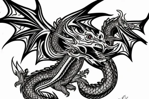 A dragon that starts from the shoulder and goes to the chest tattoo idea