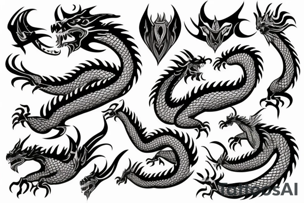 A dragon that starts from the shoulder and goes to the chest tattoo idea