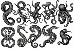 anchor in the middle, octopus on the left, seahorse on the right tattoo idea
