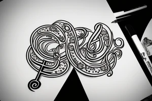 cross, treble clef, chrysanthemum tattoo idea