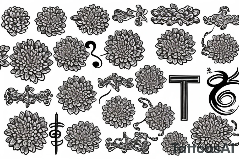 cross, treble clef, chrysanthemum tattoo idea
