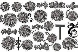 cross, treble clef, chrysanthemum tattoo idea