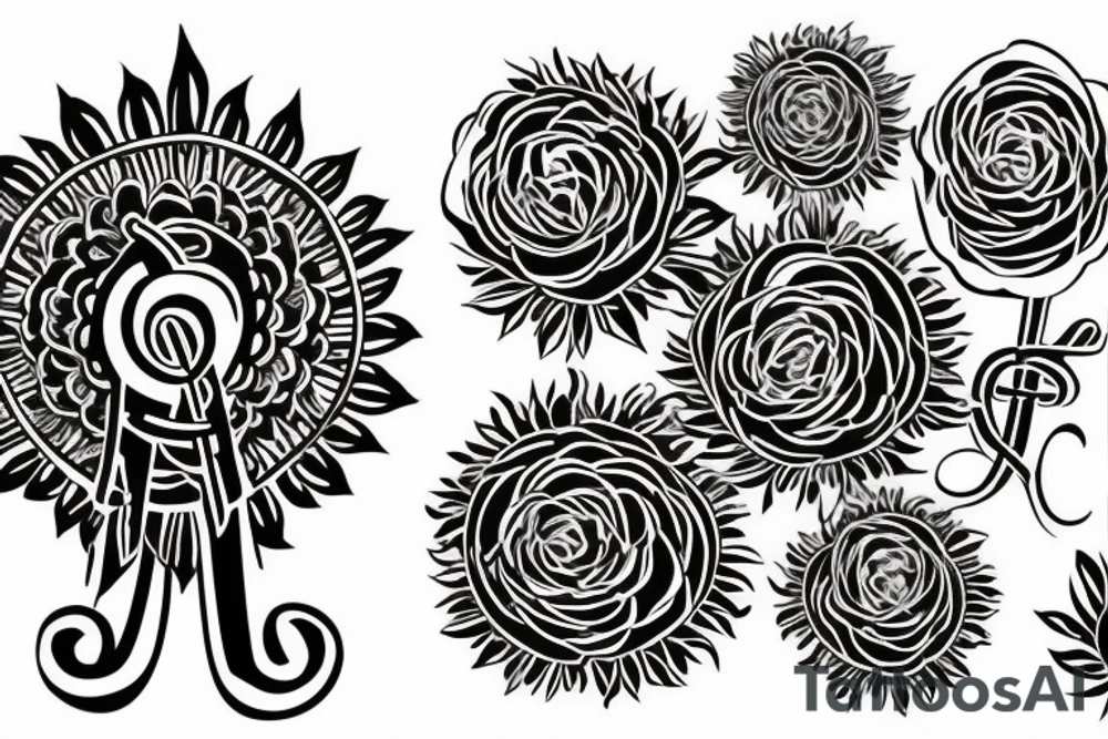 cross, treble clef, chrysanthemum tattoo idea