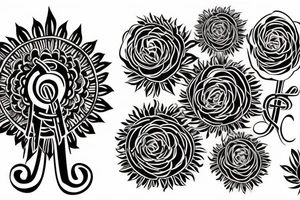 cross, treble clef, chrysanthemum tattoo idea