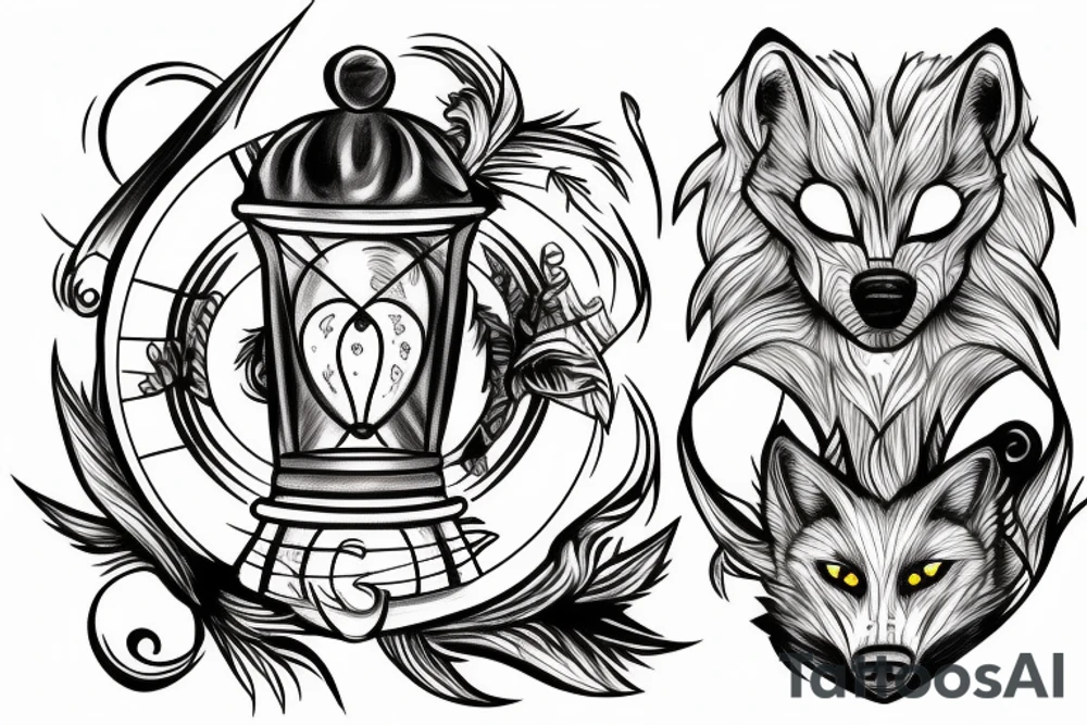 Werewolf inside an hourglass tattoo idea