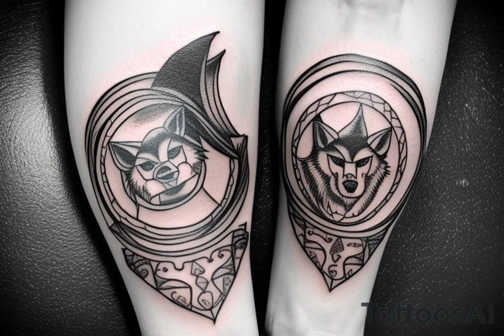 Werewolf inside an hourglass tattoo idea