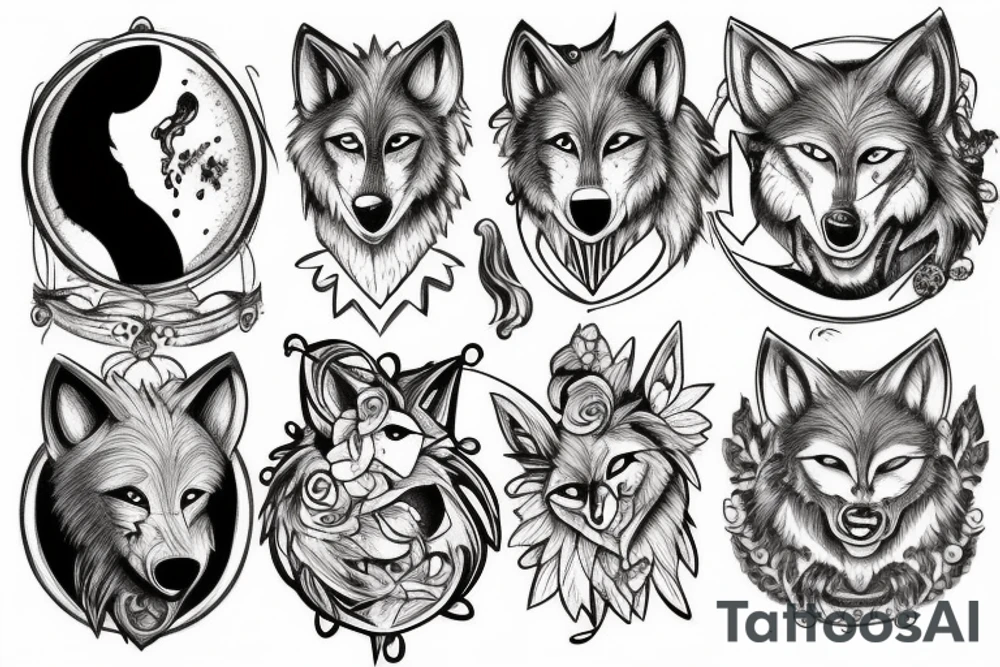 Werewolf inside an hourglass tattoo idea