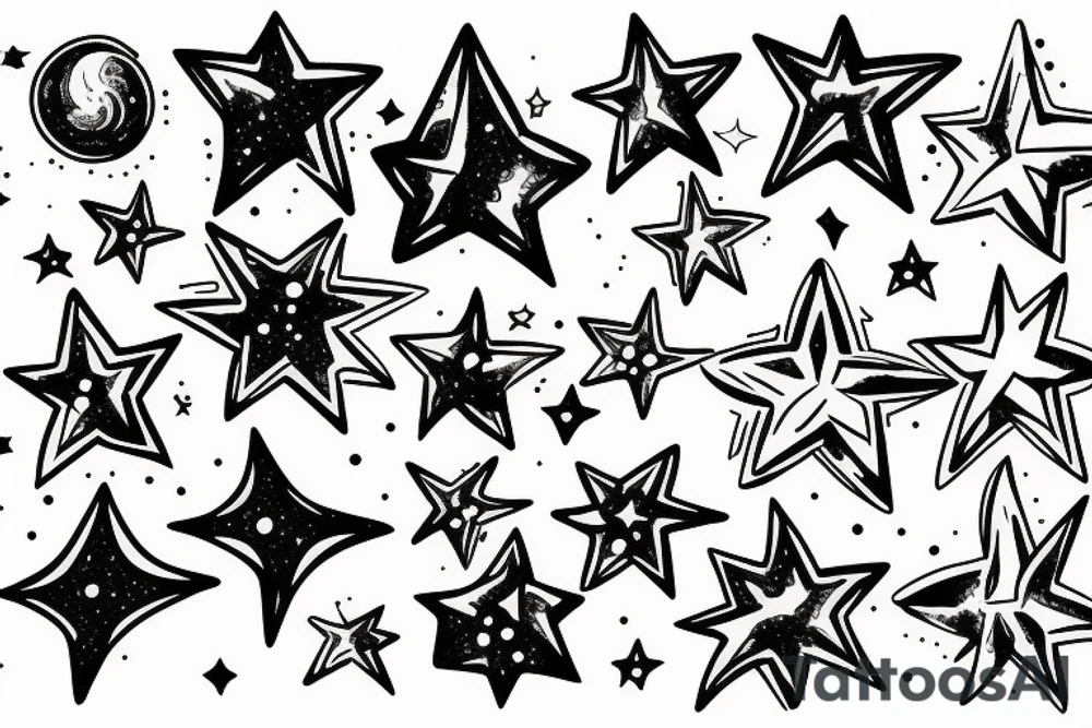 Galaxy with three big stars tattoo idea