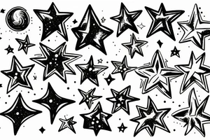 Galaxy with three big stars tattoo idea