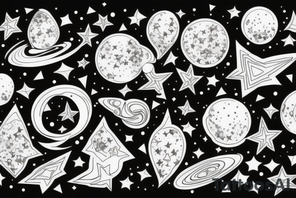 Galaxy with three big stars tattoo idea