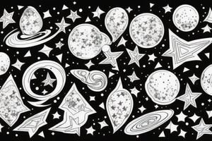 Galaxy with three big stars tattoo idea