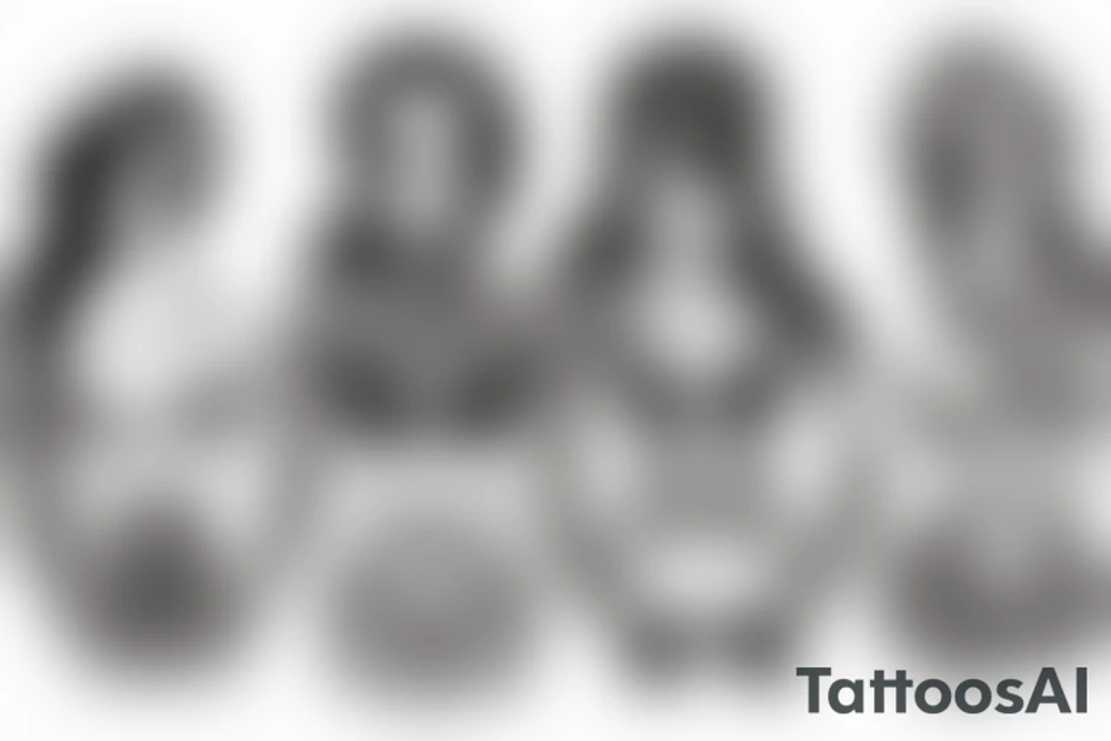 Three womens linked with a three tattoo idea