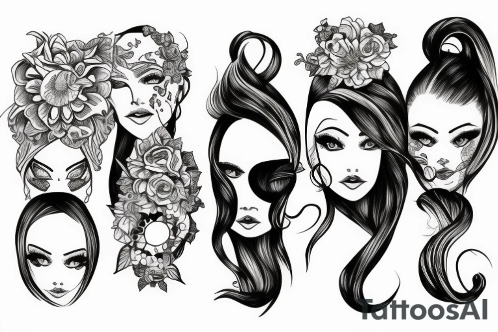 Three womens linked with a three tattoo idea