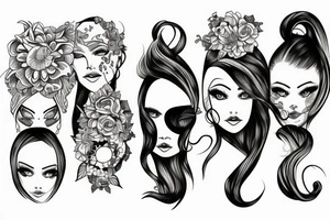 Three womens linked with a three tattoo idea