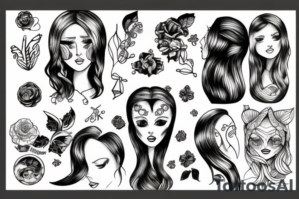 Two girls and a boy linked tattoo idea