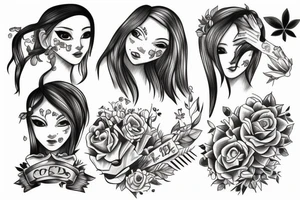 Two girls and a boy linked tattoo idea