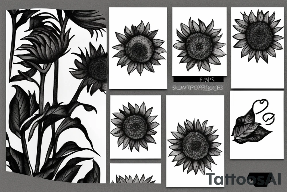 Direction + Sunflower + Mountain tattoo idea