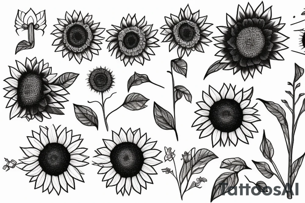 Direction + Sunflower + Mountain tattoo idea