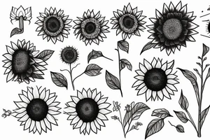 Direction + Sunflower + Mountain tattoo idea