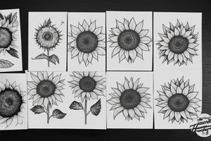 Direction + Sunflower + Mountain tattoo idea