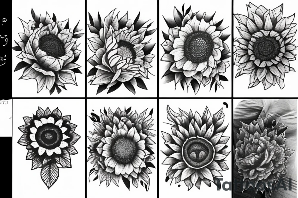 direction with mountain and sunflower tattoo idea