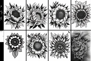 direction with mountain and sunflower tattoo idea