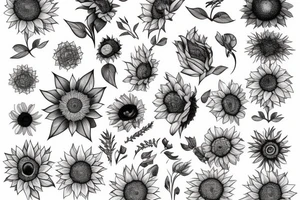 direction with mountain and sunflower tattoo idea