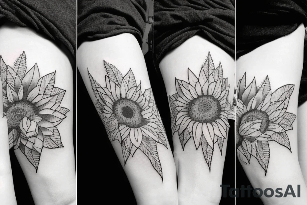 mountain and sunflower tattoo idea