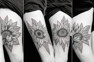 mountain and sunflower tattoo idea