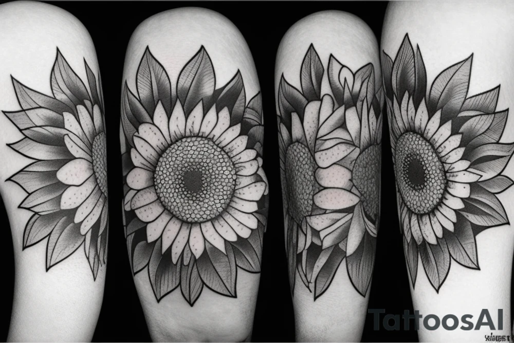 mountain and sunflower tattoo idea