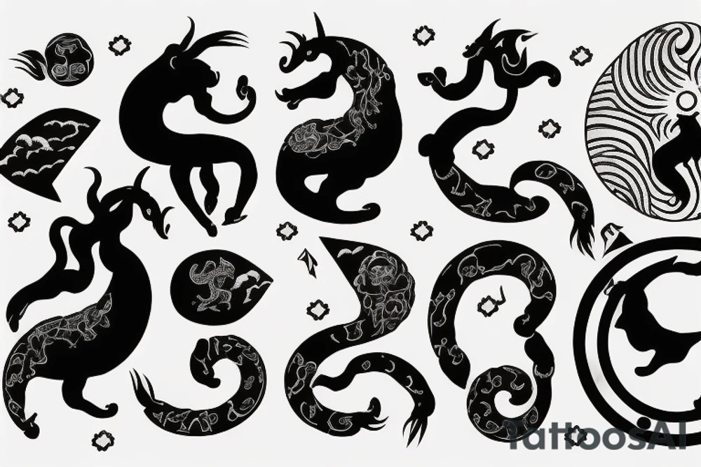 Capricorn on top of world with sign of yin and yang tattoo idea