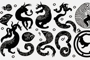 Capricorn on top of world with sign of yin and yang tattoo idea