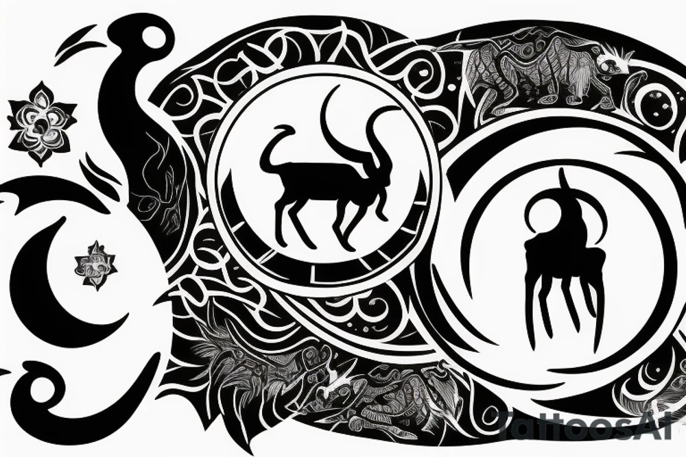 Capricorn sun and moon tattoo idea