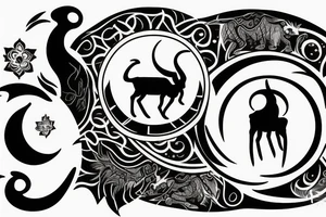 Capricorn sun and moon tattoo idea