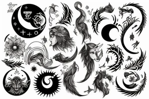 Capricorn sun and moon tattoo idea