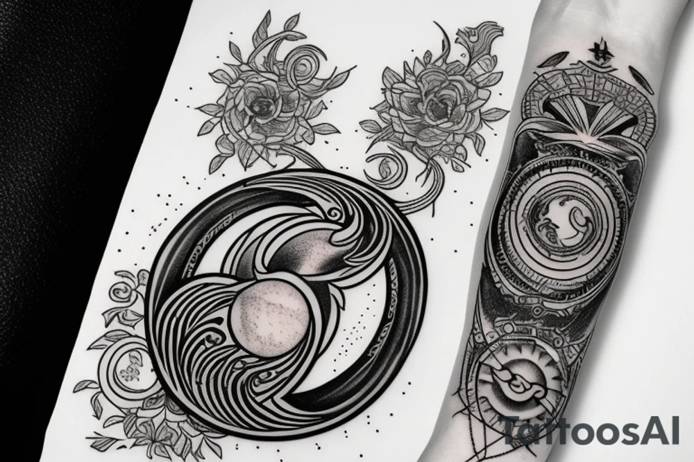 Capricorn sun and moon long for forearm tattoo idea