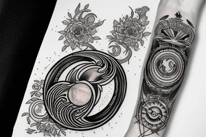 Capricorn sun and moon long for forearm tattoo idea
