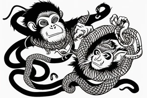 wukong monkey with snake around neck tattoo idea