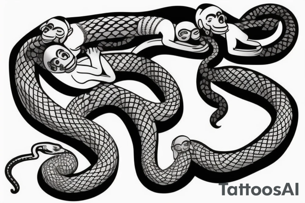 monkey with snake around neck tattoo idea