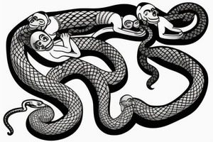 monkey with snake around neck tattoo idea