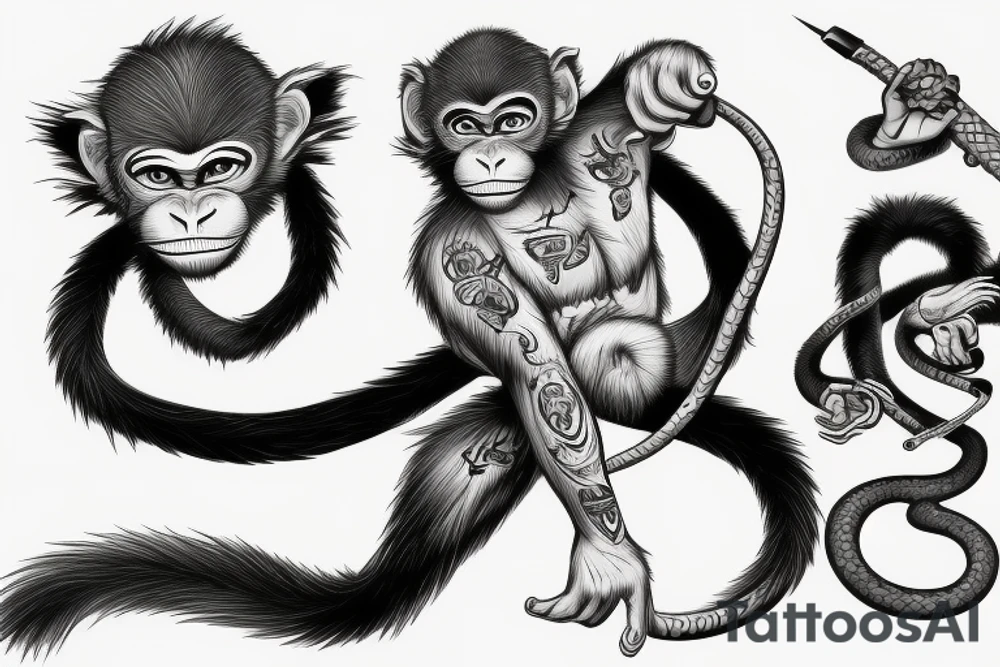 monkey wukong with snake tattoo idea
