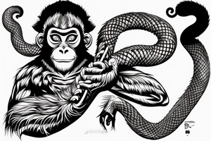 monkey wukong with snake tattoo idea