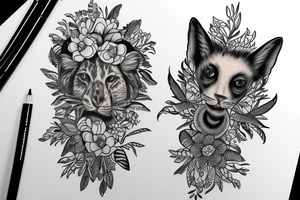 Name Flavie et Léanne in wildlife annimal tattoo idea