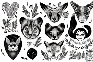 Name Flavie et Léanne in wildlife annimal tattoo idea