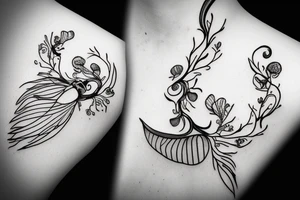 tech lines with nature tattoo idea
