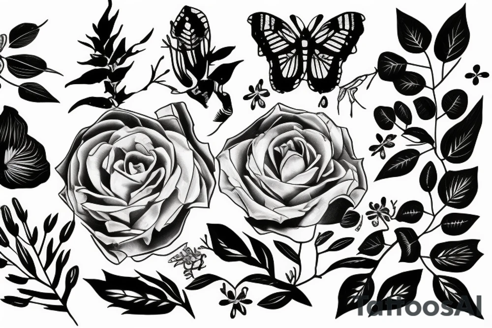 tech lines with nature tattoo idea