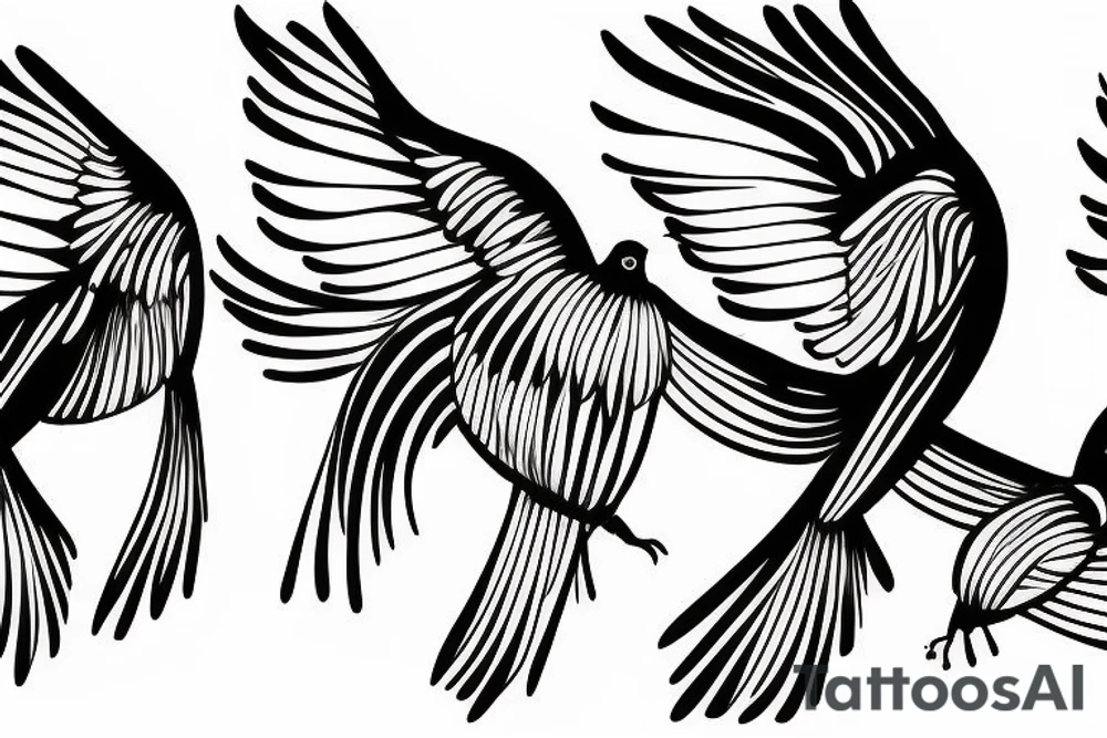 Three birds flying in a line in San Diego tattoo idea