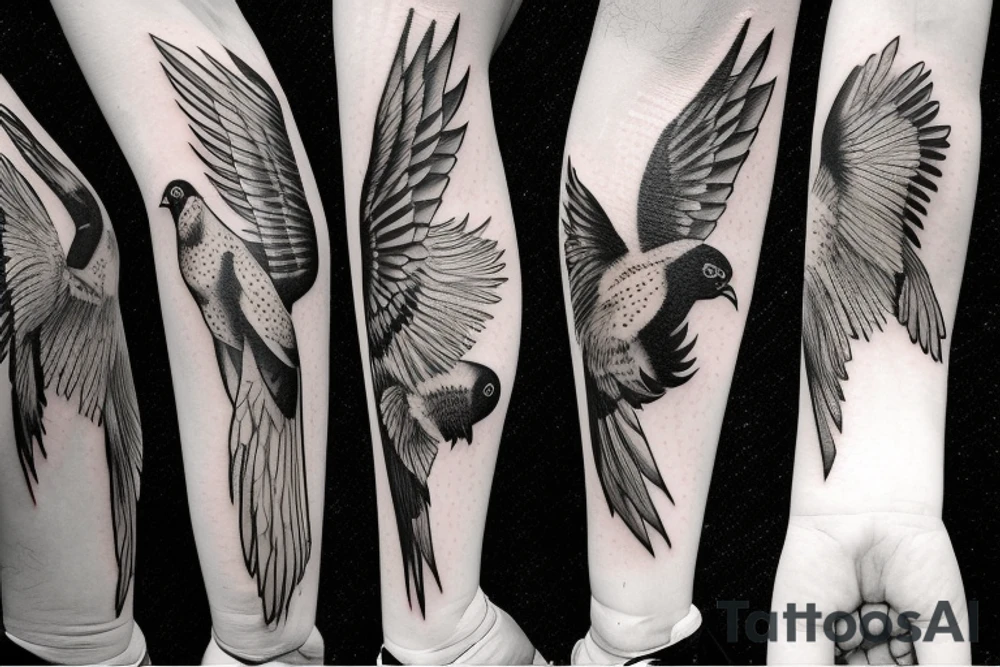 Three birds flying in a line in San Diego tattoo idea