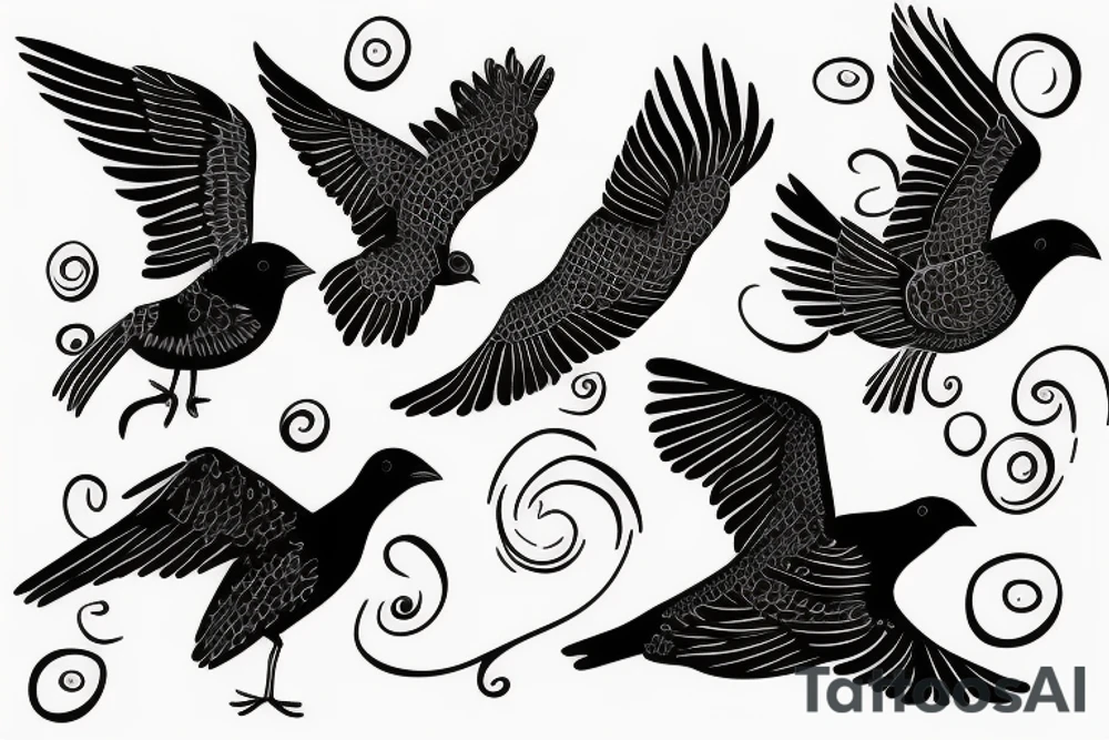 Three birds flying in a line tattoo idea